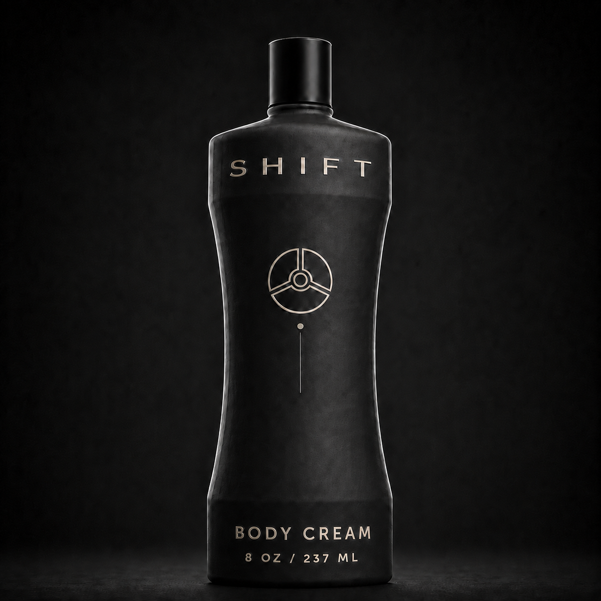SHIFT Body Cream bottle on a dark surface.