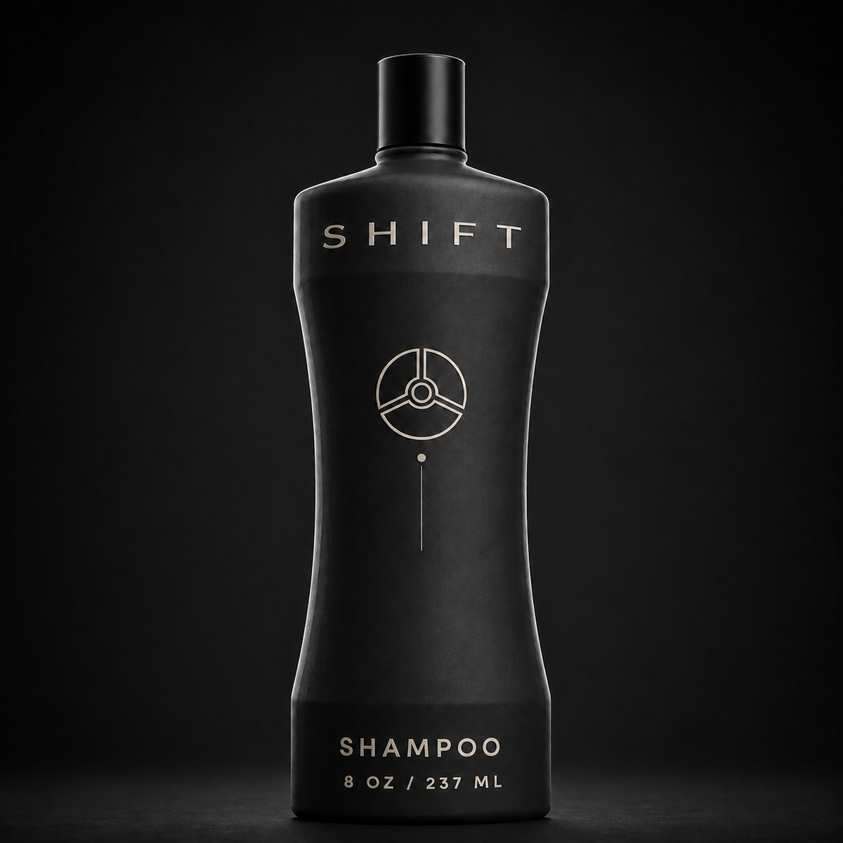 SHIFT Shampoo bottle on a dark surface.