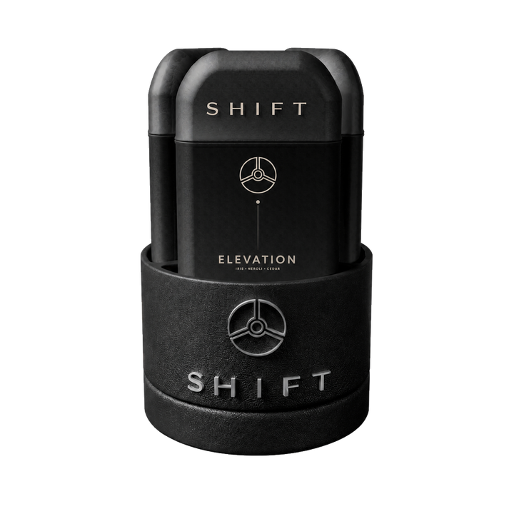 Three Elevation deodorants grouped in a SHIFT Base